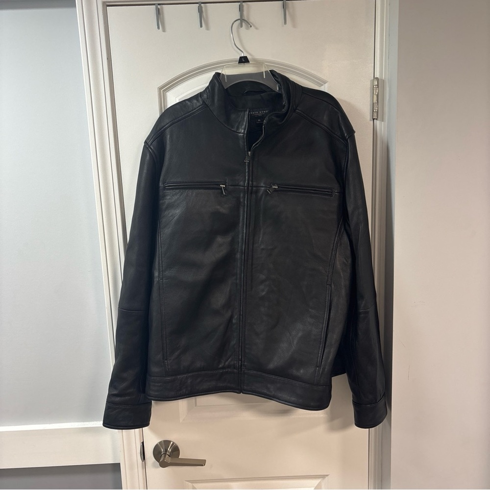 Pronto Uomo Real Leather Jacket Mens Sz XL  Soft Zipper Moto Biker Classic Black